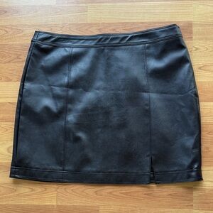Black Faux Leather Mini Skirt - Sleek Panel Design